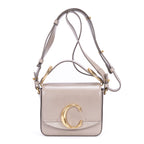 Sac porté épaule C Bag veau lisse taupe