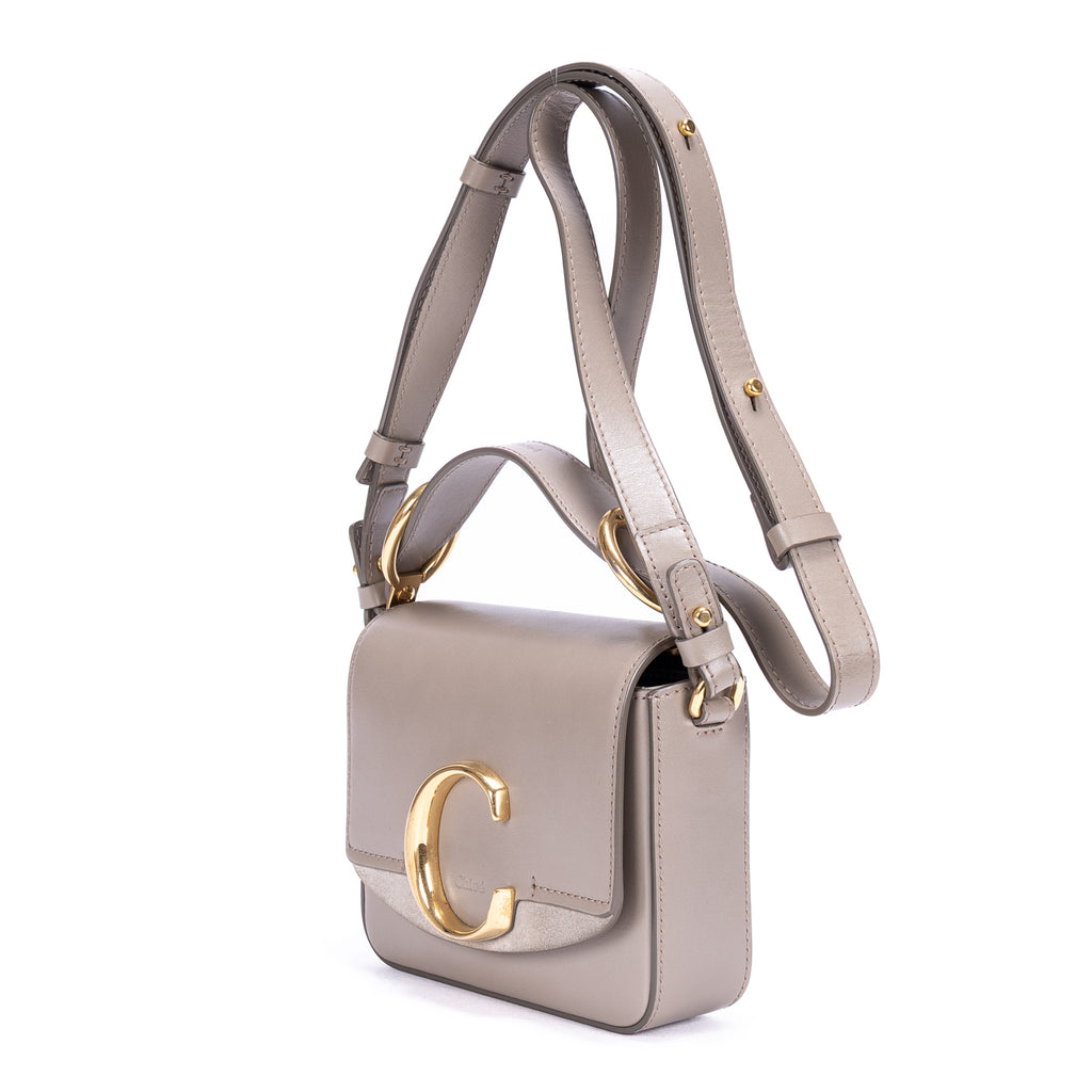Sac porté épaule C Bag veau lisse taupe