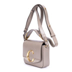 Sac porté épaule C Bag veau lisse taupe