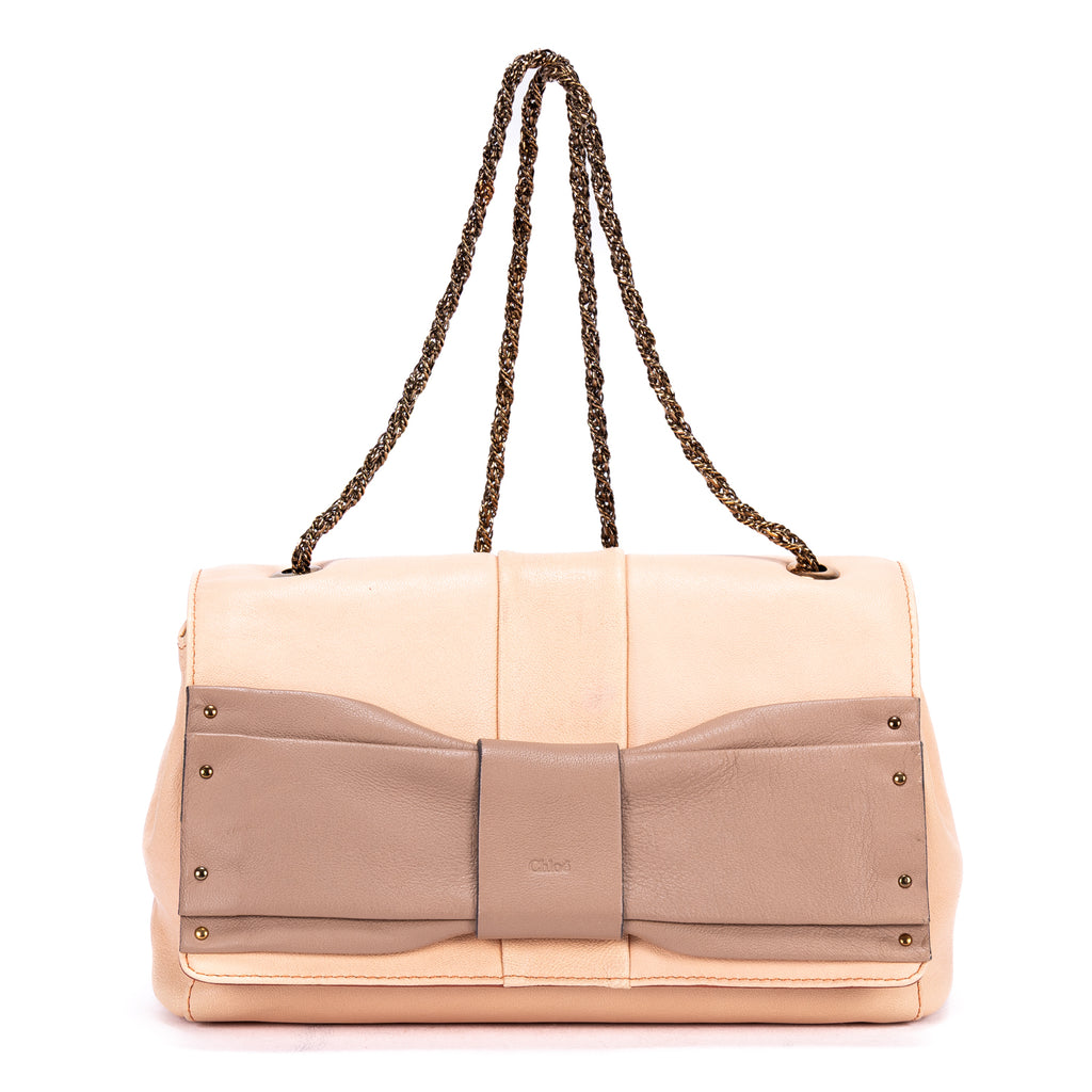 Shoulder Bag Small Bow Crossbody Light Orange Calfskin leather