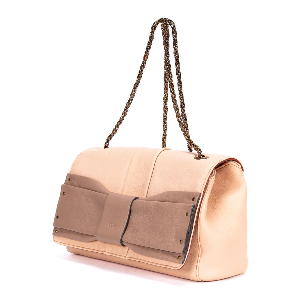 Shoulder Bag Small Bow Crossbody Light Orange Calfskin leather