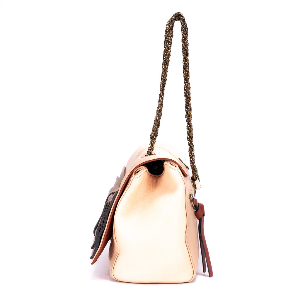 Shoulder Bag Small Bow Crossbody Light Orange Calfskin leather