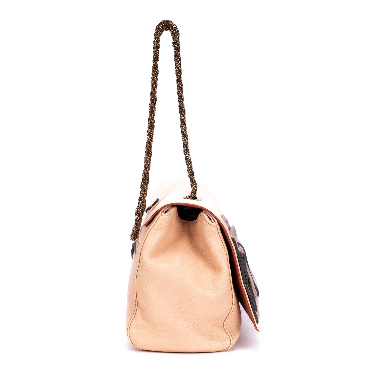 Shoulder Bag Small Bow Crossbody Light Orange Calfskin leather