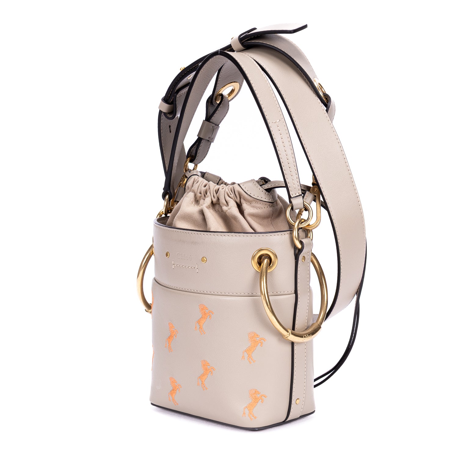 Shoulder Bag Roy Bucket Grey Smooth Calfskin Leather