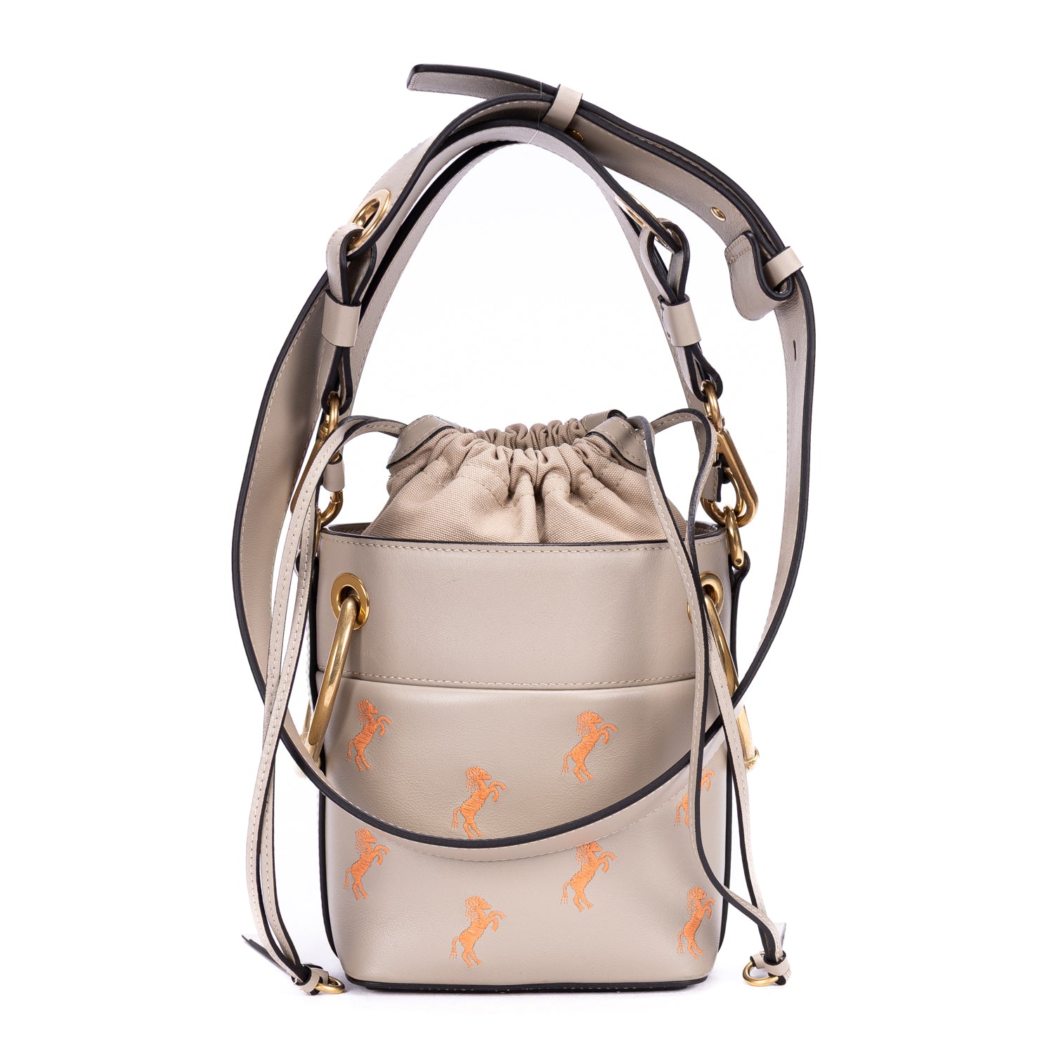Shoulder Bag Roy Bucket Grey Smooth Calfskin Leather
