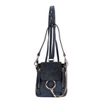 Mochila Faye Mochila Mini de piel de becerro lisa/ante azul marino
