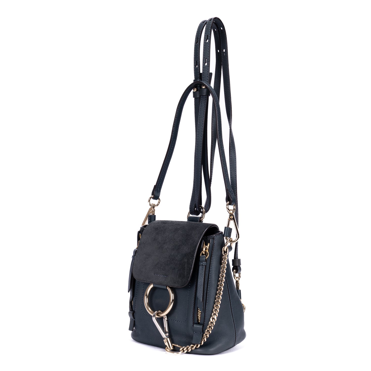 chloe black mini faye backpack Textile lining in beige Leather Backpack Chloe Black Mini