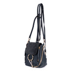 Mochila Faye Mochila Mini de piel de becerro lisa/ante azul marino