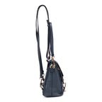 Mochila Faye Mochila Mini de piel de becerro lisa/ante azul marino