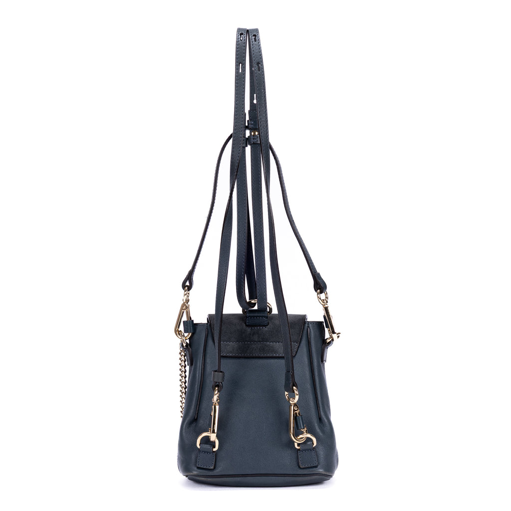 Mochila Faye Mochila Mini de piel de becerro lisa/ante azul marino