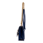 Bolso de hombro C Bag de piel de becerro lisa azul