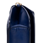 Bolso de hombro C Bag de piel de becerro lisa azul