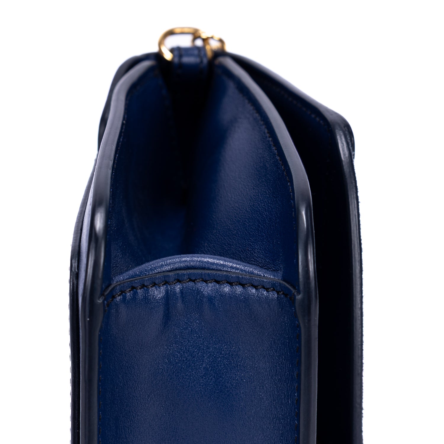 Bolso de hombro C Bag de piel de becerro lisa azul