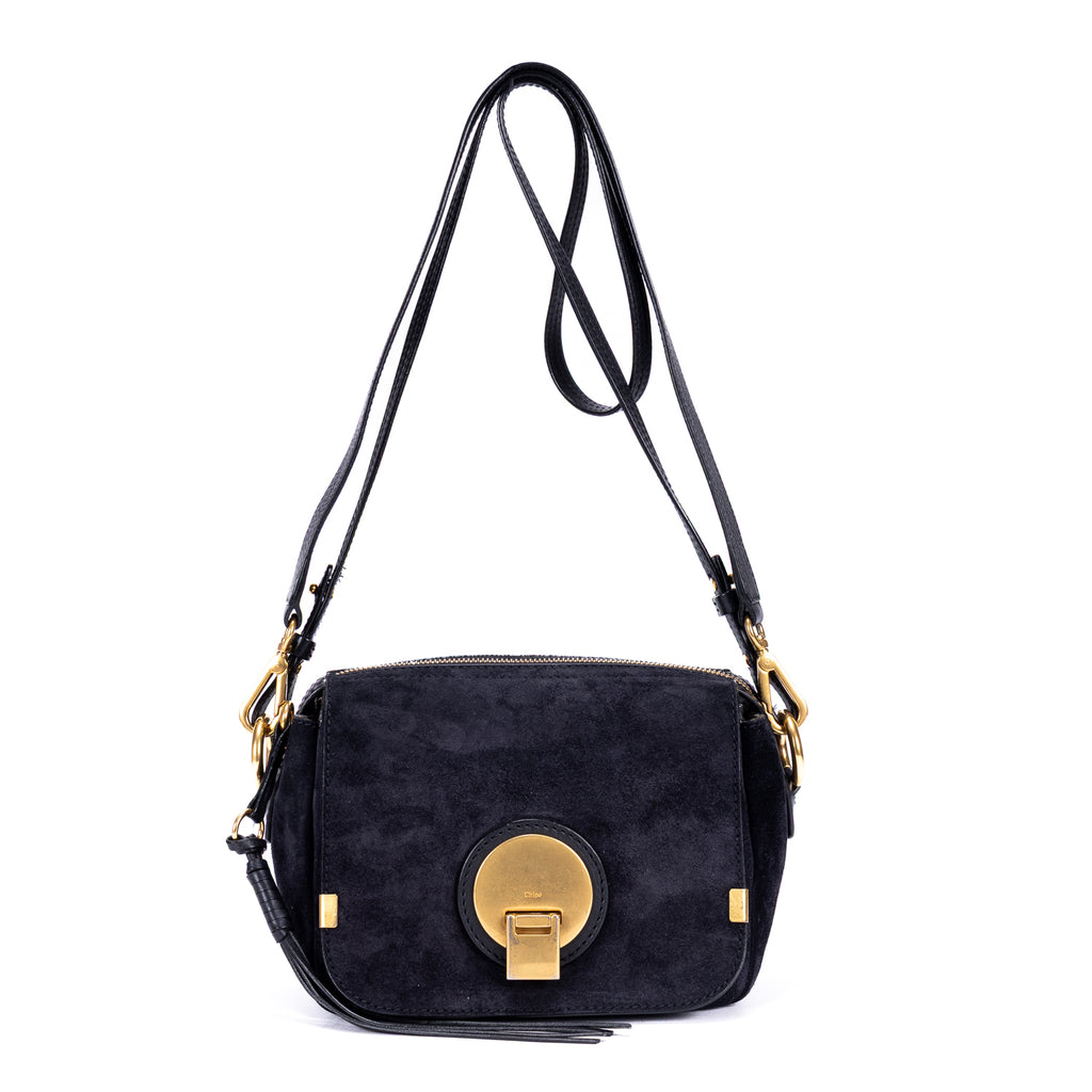 Shoulder Bag Indy Camera Crossbody Black Sude Leather