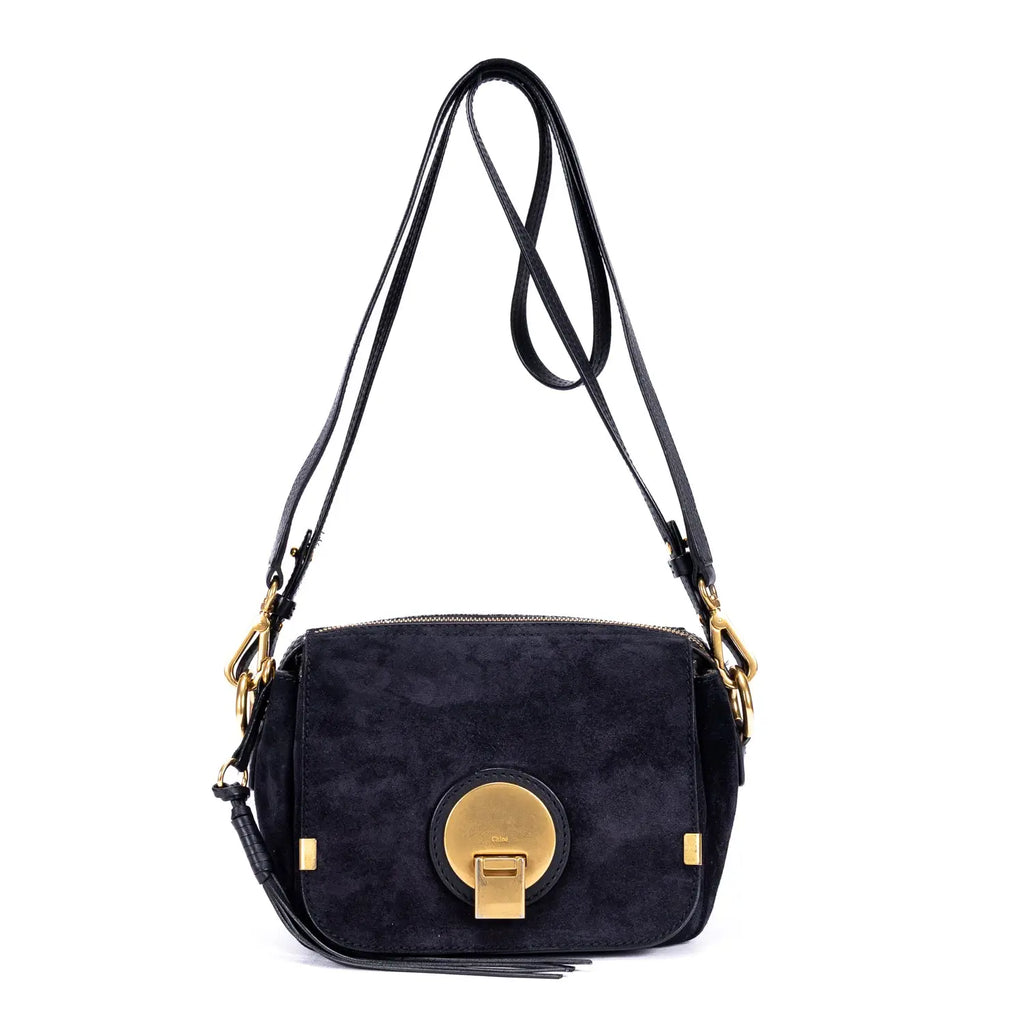 Sac à bandoulière Indy Camera en cuir suédé noir