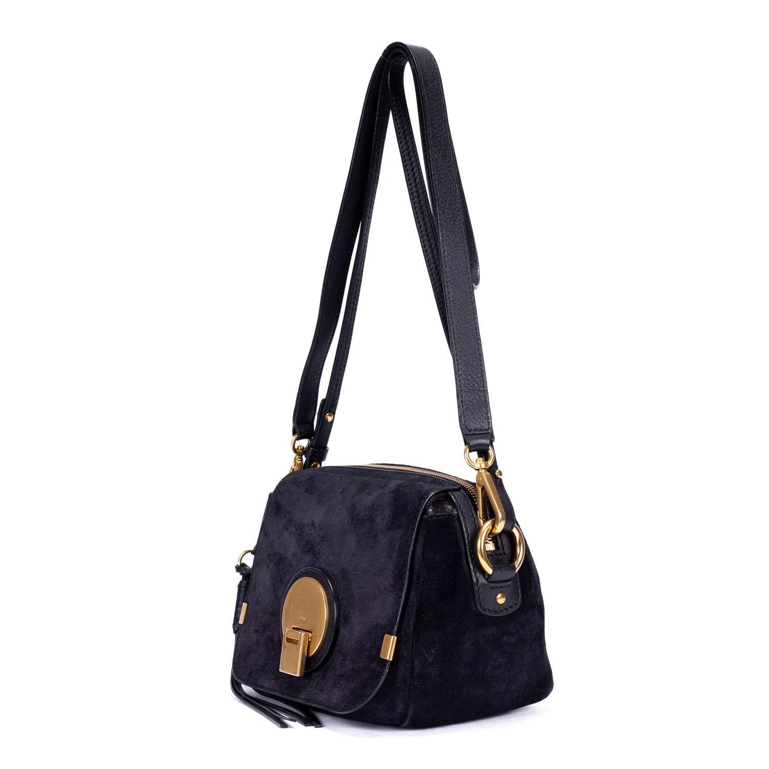 Shoulder Bag Indy Camera Crossbody Black Sude Leather