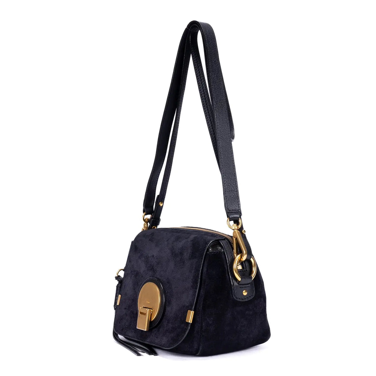 Sac à bandoulière Indy Camera en cuir suédé noir