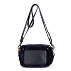 Shoulder Bag Indy Camera Crossbody Black Sude Leather