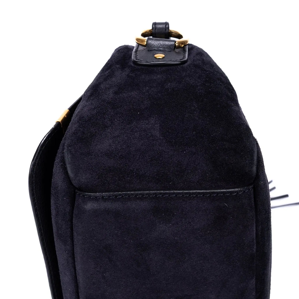 Sac à bandoulière Indy Camera en cuir suédé noir