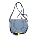 Bolso de Hombro Mini Drew de Piel de Becerro Granulada Azul