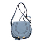 Bolso de Hombro Mini Drew de Piel de Becerro Granulada Azul