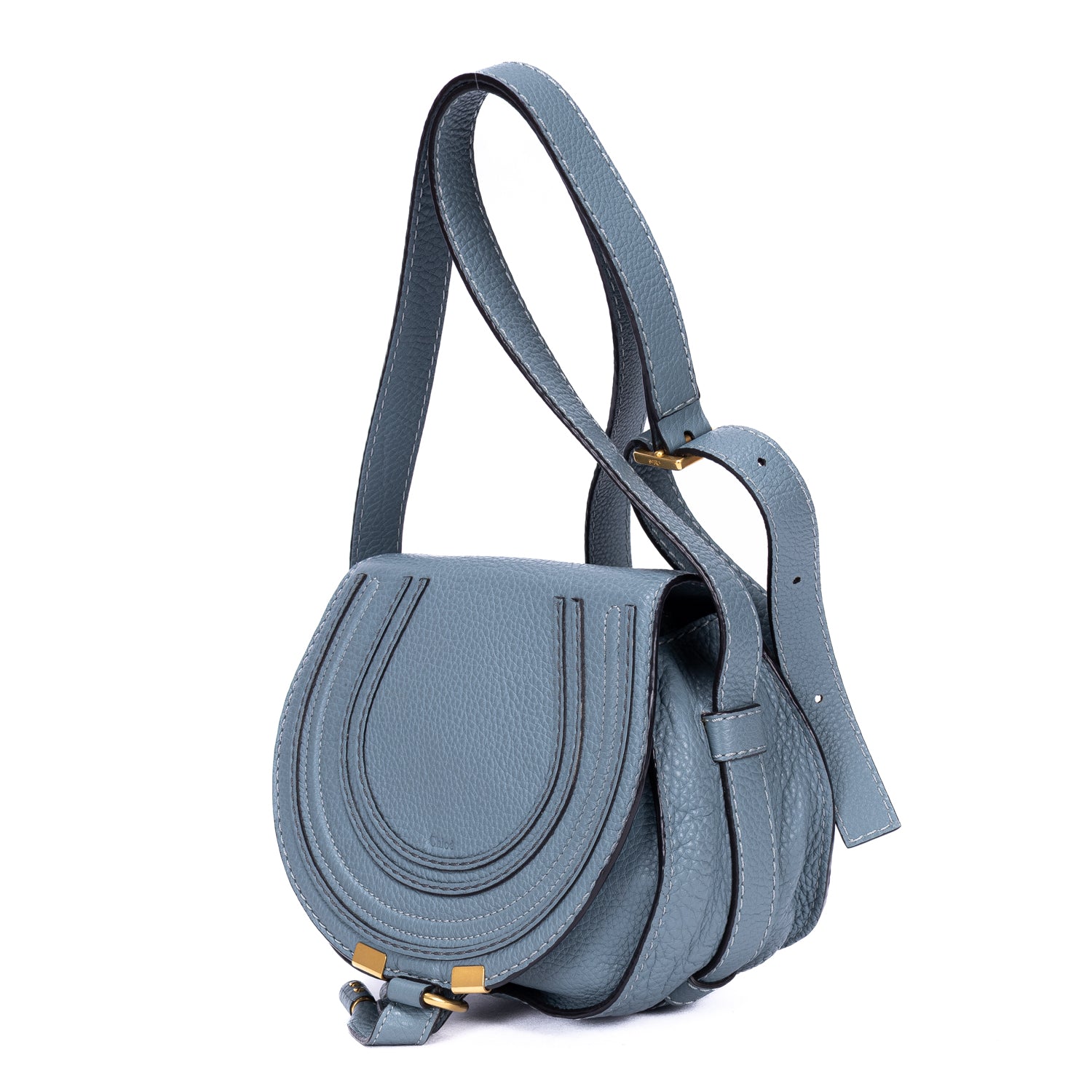 Shoulder Bag Mini Drew Mini Blue Grained Calfskin Leather