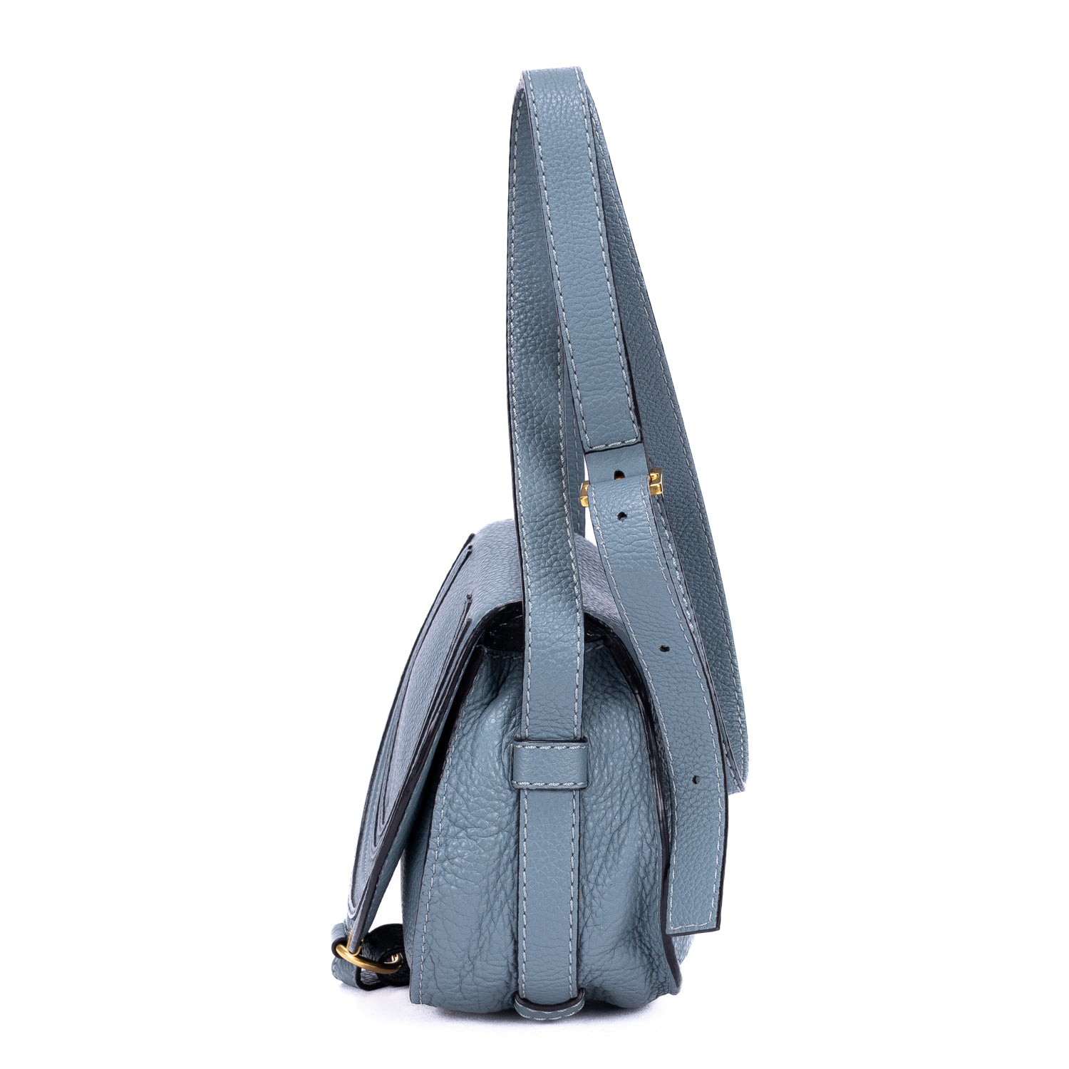 Shoulder Bag Mini Drew Mini Blue Grained Calfskin Leather