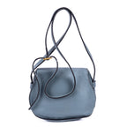 Bolso de Hombro Mini Drew de Piel de Becerro Granulada Azul