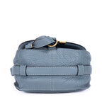 Bolso de Hombro Mini Drew de Piel de Becerro Granulada Azul