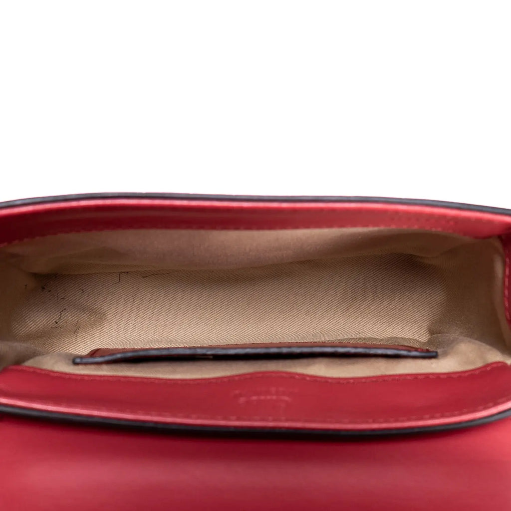 Shoulder Bag C Crossbody Red Calfskin Crocodile Embossed Leather
