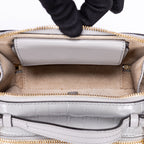 Sac à bandoulière C en cuir de veau gaufré façon crocodile gris