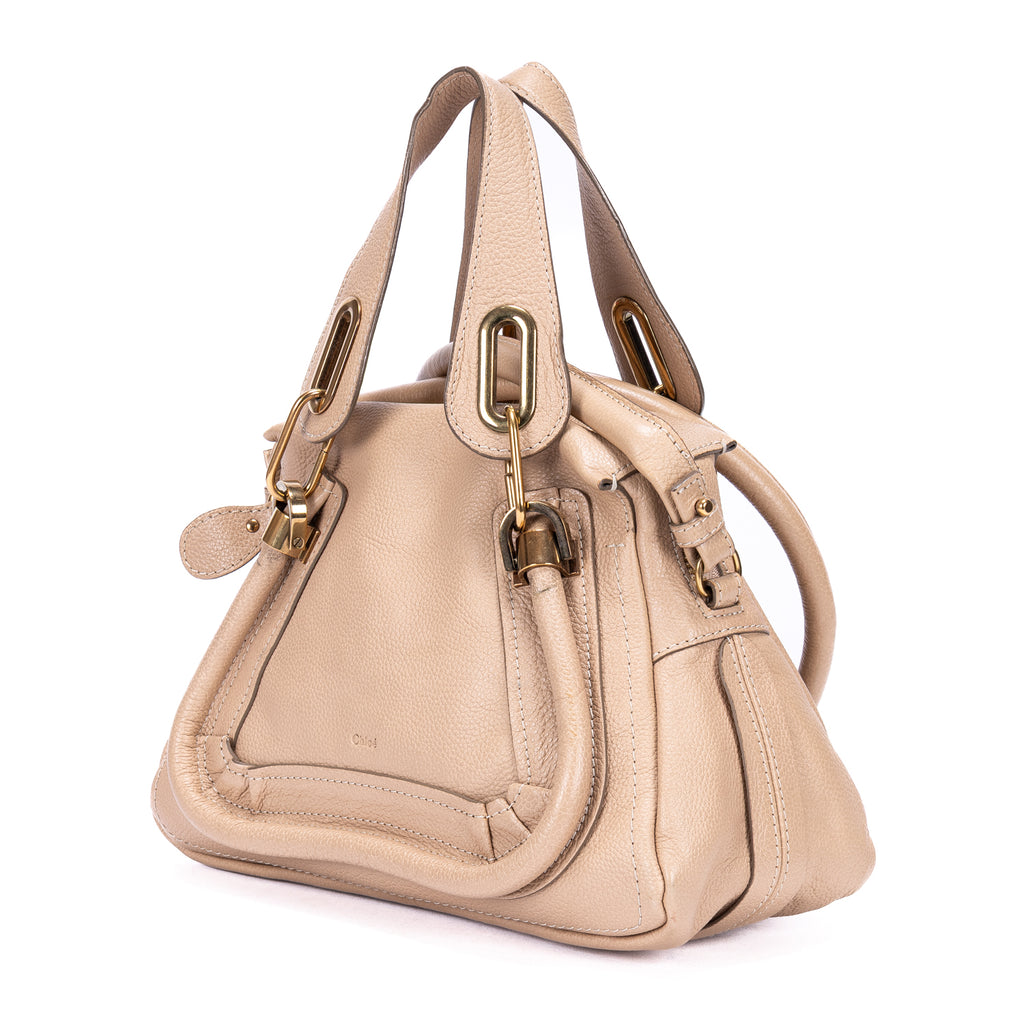 Sac bandoulière Small Paraty en cuir de veau grainé beige