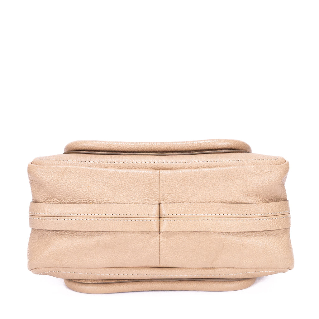 Sac bandoulière Small Paraty en cuir de veau grainé beige