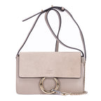 Bolso al Hombro Faye Pequeño Piel de Becerro Lisa Gris