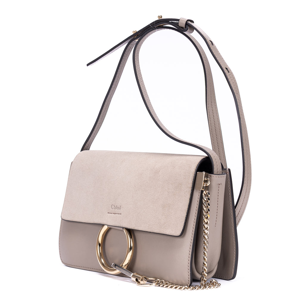 Bolso al Hombro Faye Pequeño Piel de Becerro Lisa Gris