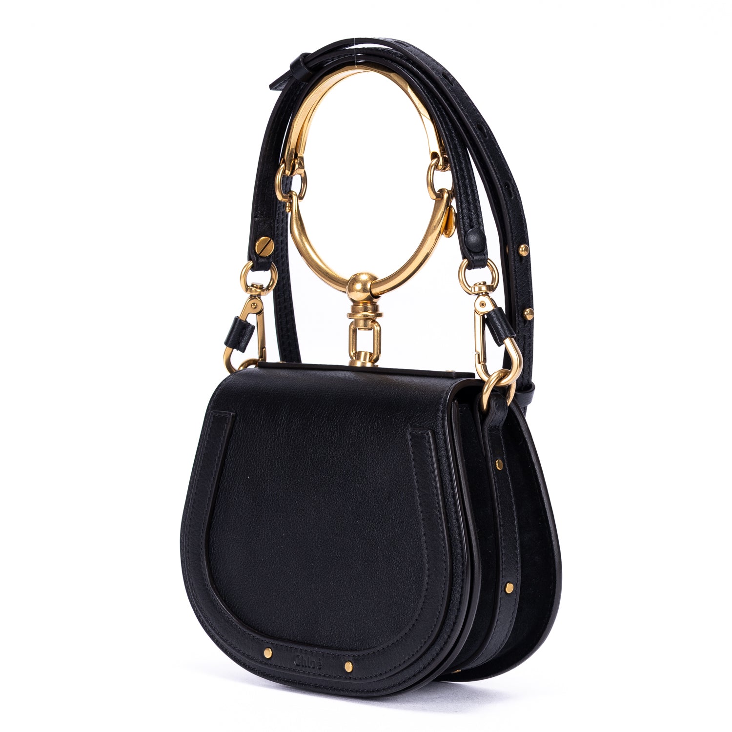 Shoulder Bag Nile Bracelet Bag Black Calfskin Leather