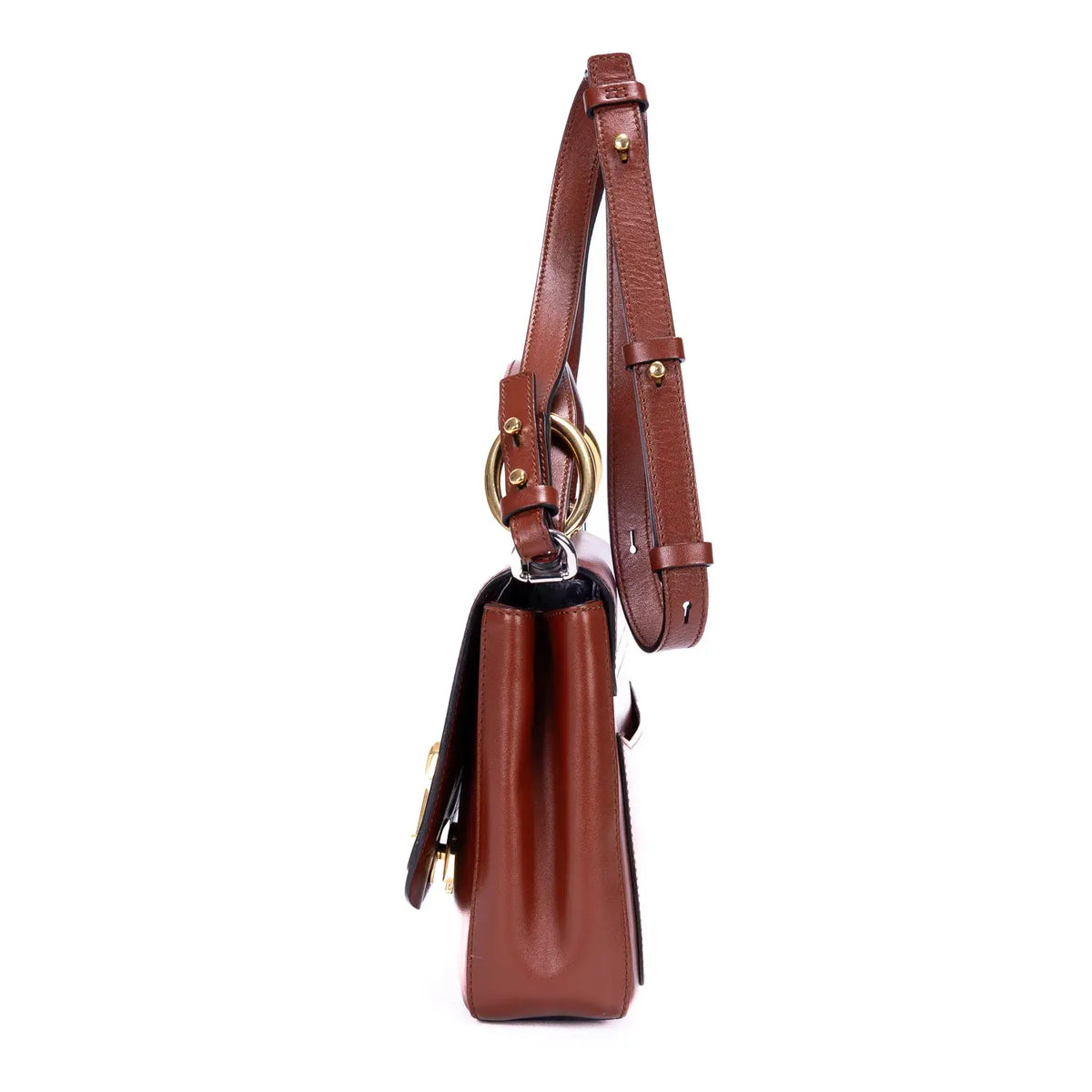 Sac bandoulière petit modèle en cuir lisse marron C Bag