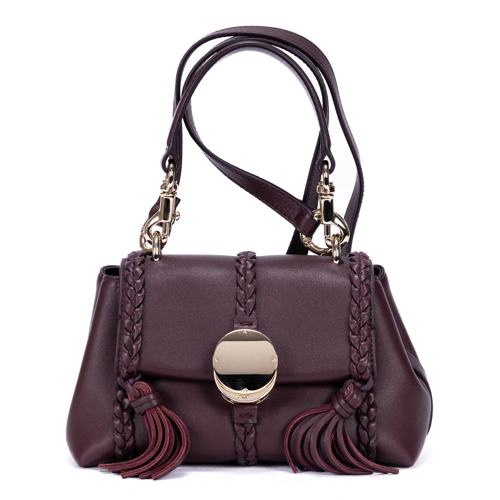 Bolso de hombro Penelope de piel de becerro lisa morada