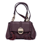 Bolso de hombro Penelope de piel de becerro lisa morada