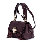 Bolso de hombro Penelope de piel de becerro lisa morada