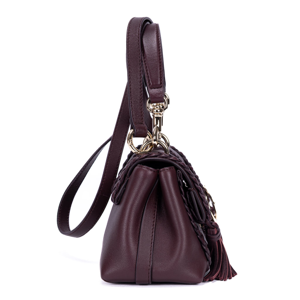 Bolso de hombro Penelope de piel de becerro lisa morada