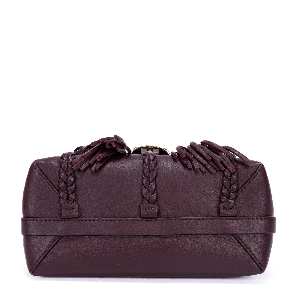 Bolso de hombro Penelope de piel de becerro lisa morada