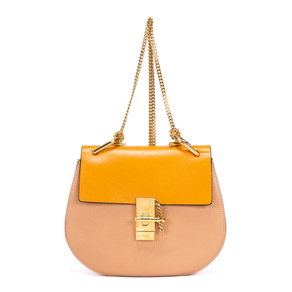 Shoulder Bag Drew Crossbody Small Orange Grained Calfskin Leather