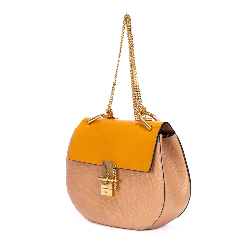 Shoulder Bag Drew Crossbody Small Orange Grained Calfskin Leather