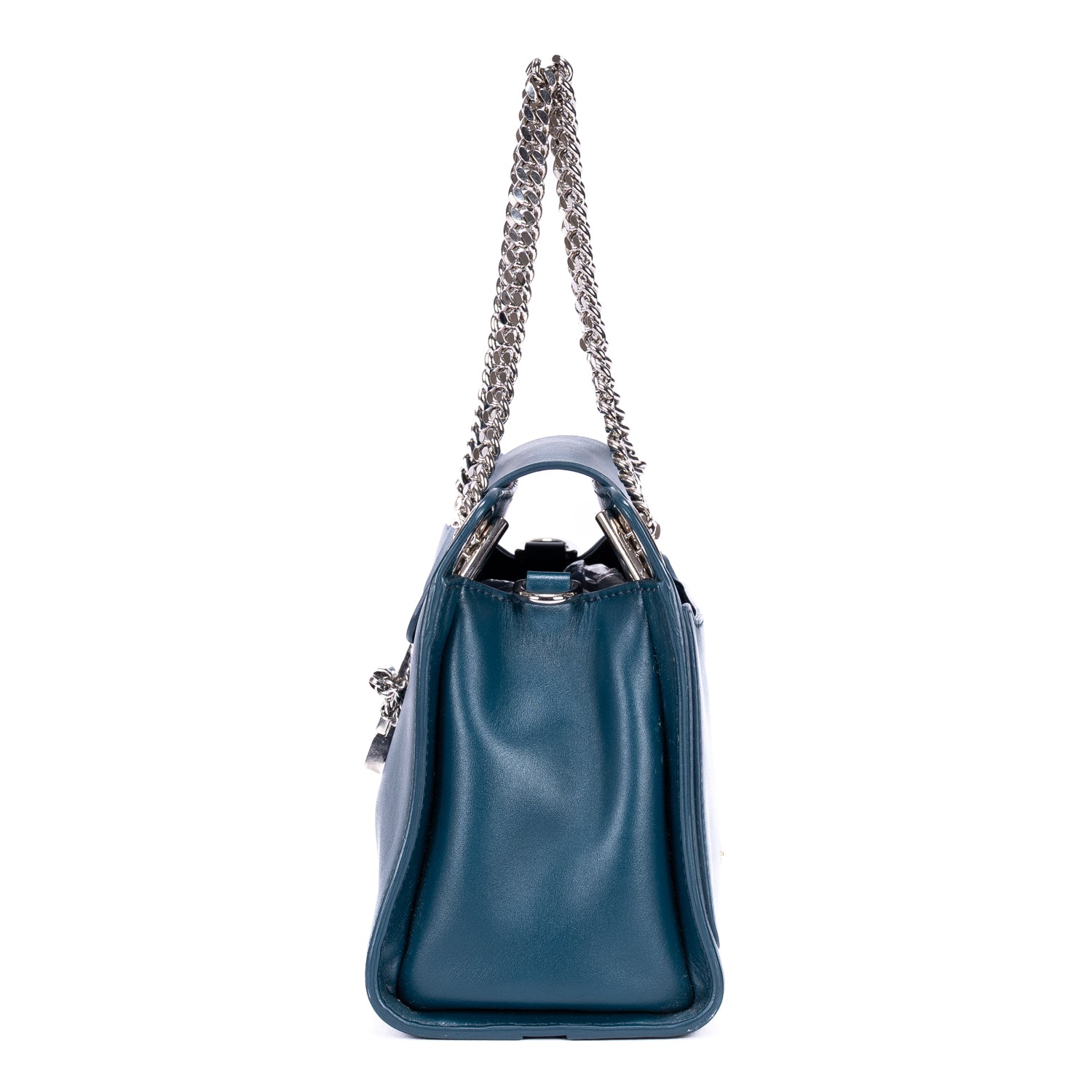 Shoulder Bag Annie Chain Blue Smooth Calfskin Leather
