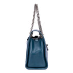 Bolso de hombro Annie Chain Piel de becerro lisa azul