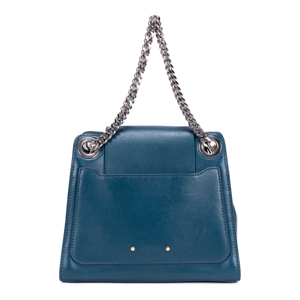 Bolso de hombro Annie Chain Piel de becerro lisa azul