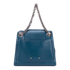 Bolso de hombro Annie Chain Piel de becerro lisa azul