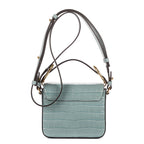 Sac porté épaule Mini C Bag Mini Cuir de crocodile gaufré bleu clair