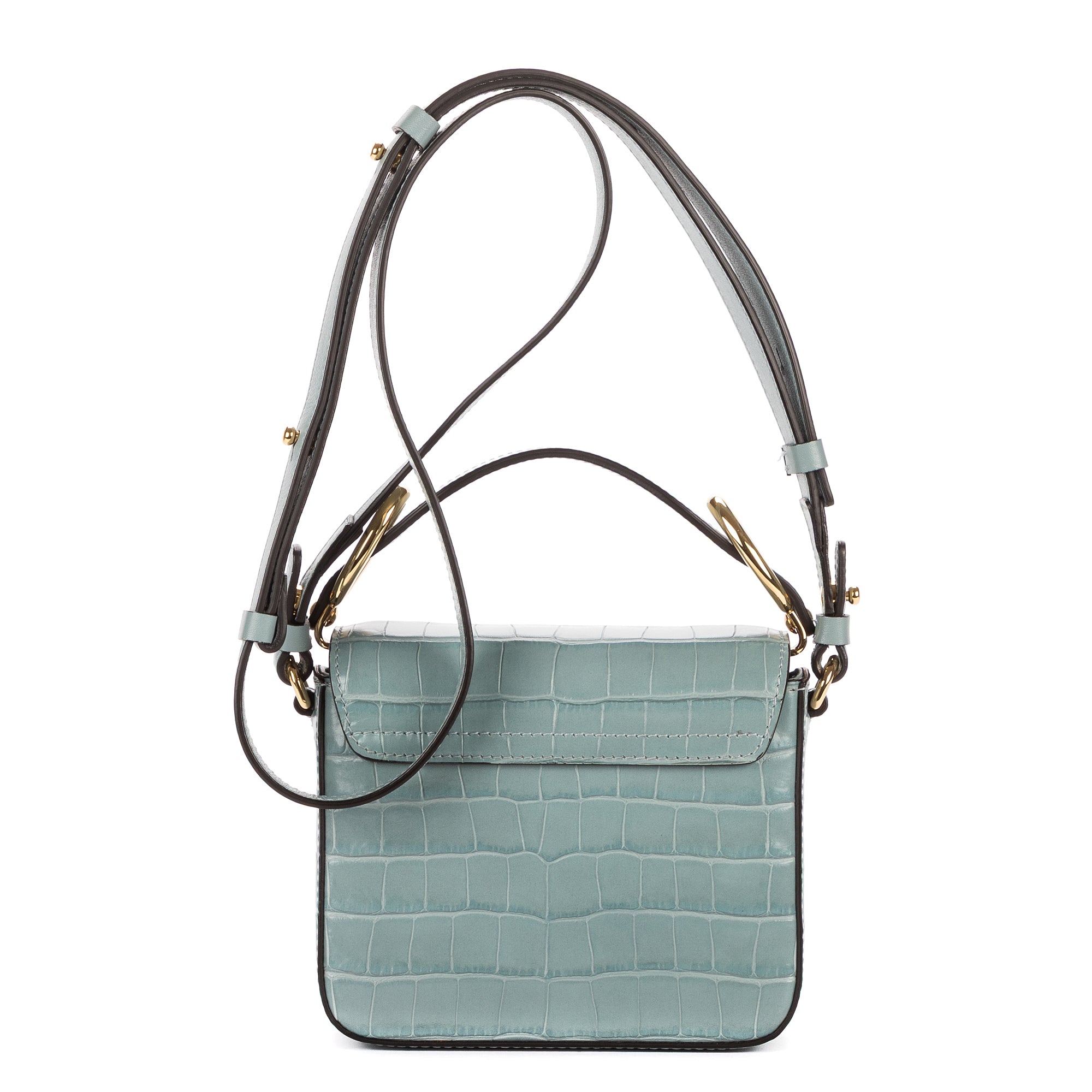 Shoulder Bag Mini C Bag Mini Light Blue Embossed Crocodile Leather